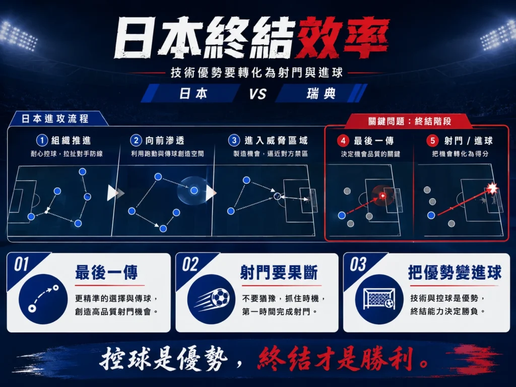 日本需要提升終結效率,將控球優勢轉化為進球。