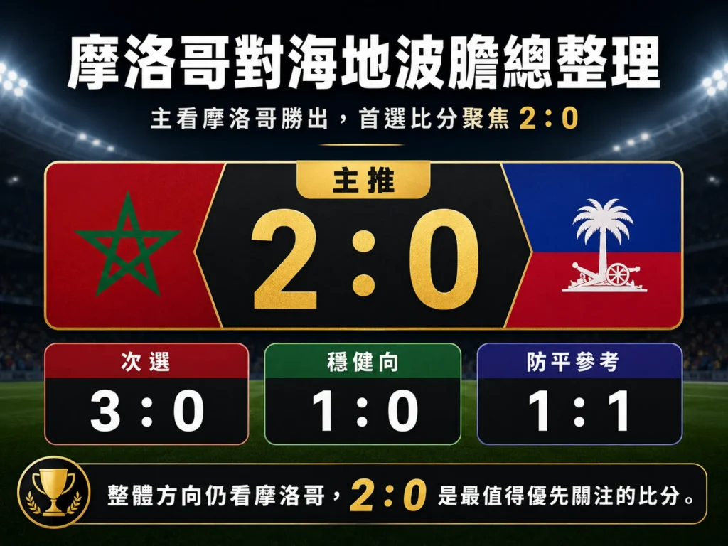 摩洛哥對海地波膽整理,主看摩洛哥 2 比 0 勝出。